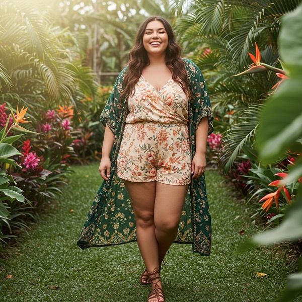 look boho con romper de estampado floral