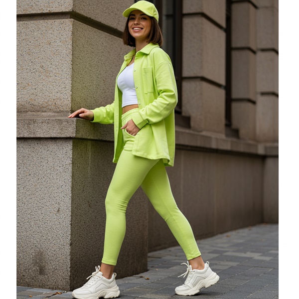 Conjunto deportivo verde lima con top y leggings