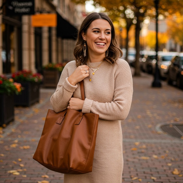 Accesorios XL tendencia otoño 2025 con bolso y aretes grandes