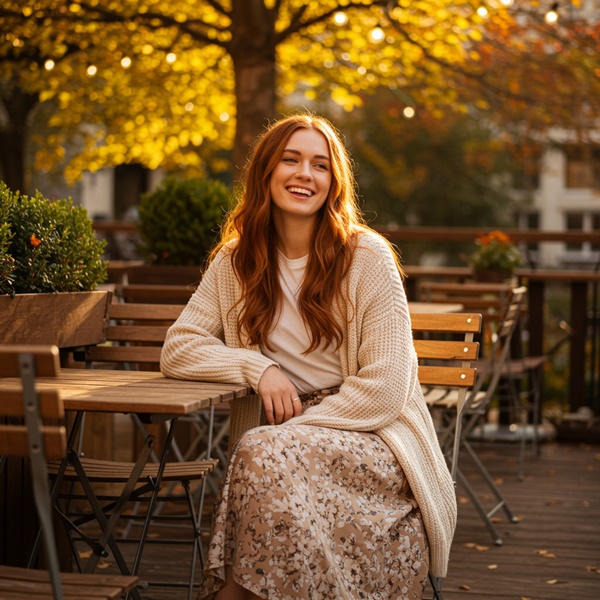 Cardigan ligero oversize en outfit otoñal de entretiempo 2025