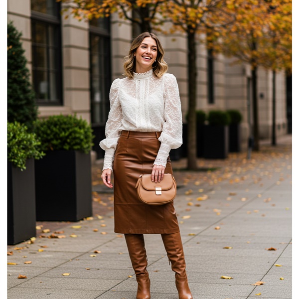Blusa victoriana moderna en tendencia de moda otoño 2025