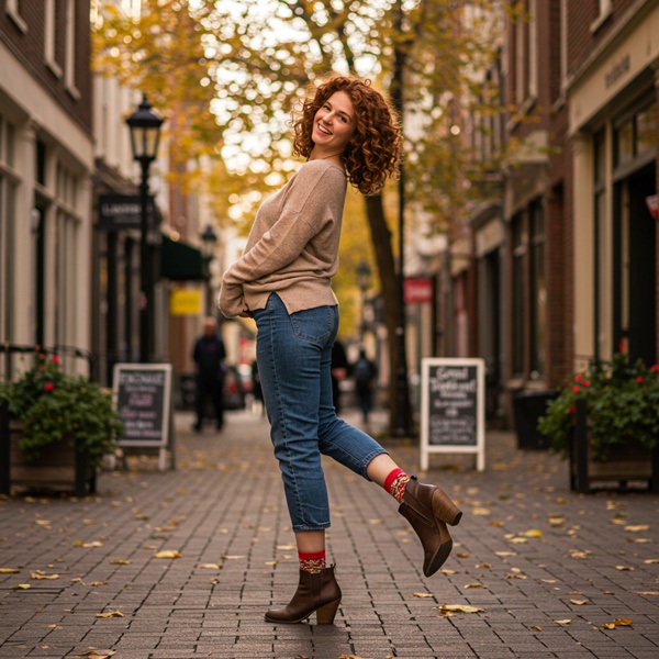 Loosk casual con Cropped jeans y suéter ligero