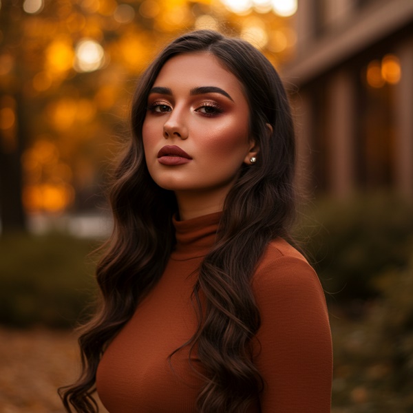 Look monocromático terracota para piel cálida, ideal para otoño