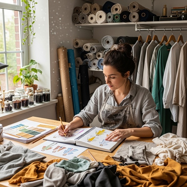 Diseñadora mexicana confeccionando ropa sostenible hecha localmente