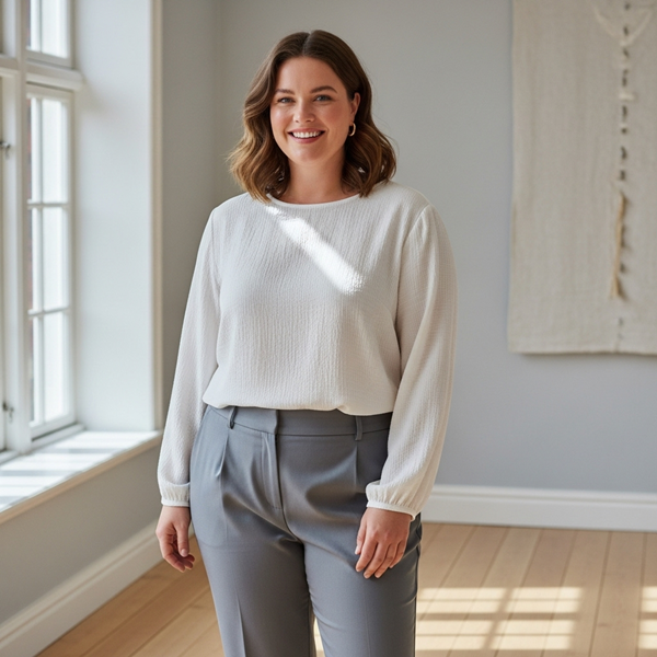 Combinación de Cloud Dancer con gris perla, outfit elegante y moderno 2026