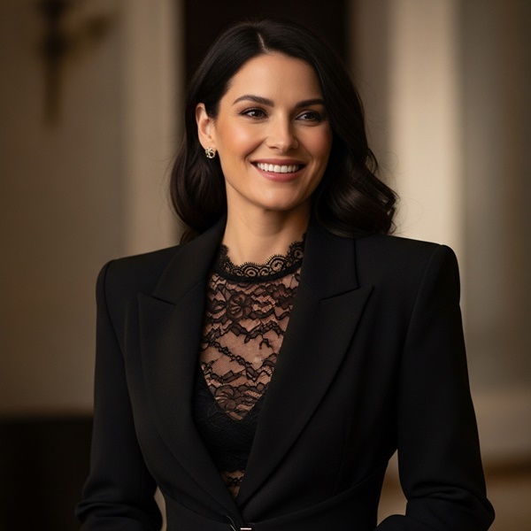 Outfit negro con transparencias y encaje para un toque femenino y misterioso