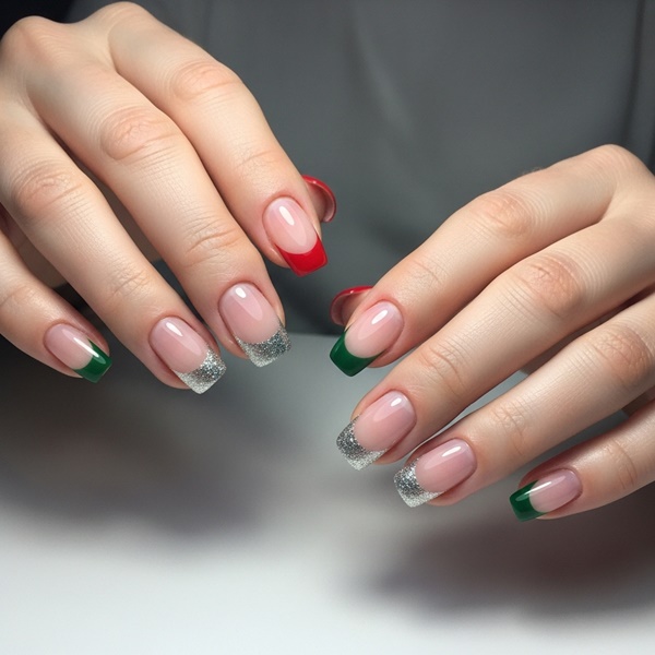 Uñas francesas navideñas sencillas para hacer en casa