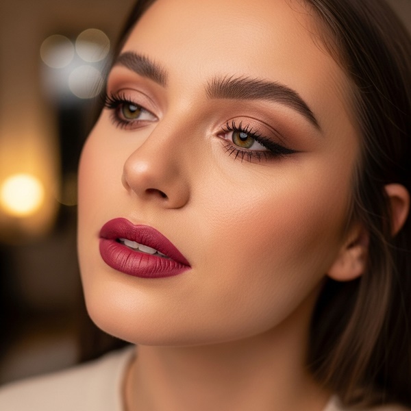 Labial vino ligero y difuminado en tendencia maquillaje 2026