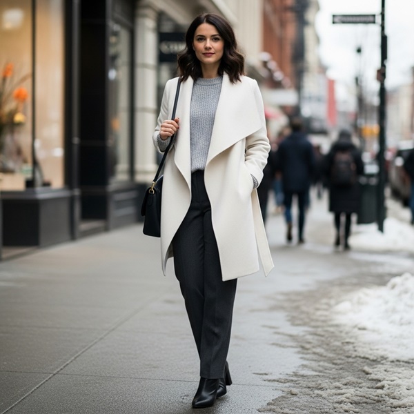 Suéter ligero con pantalón recto para oficina en invierno