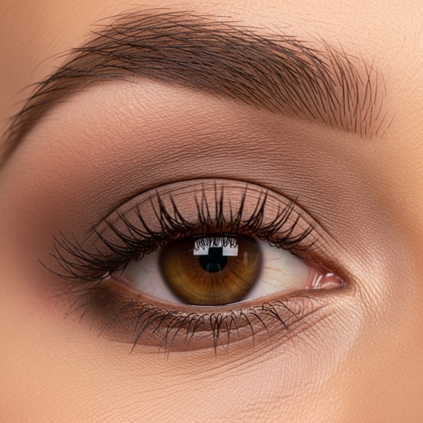 Sombra topo suave para definir la mirada con un look elegante de invierno