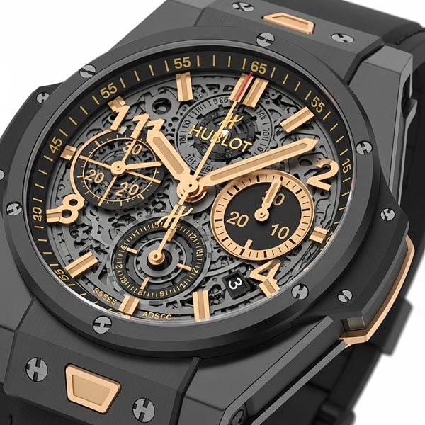 Reloj Hublot Big Bang Original Unico en cerámica negra con diseño deportivo de lujo