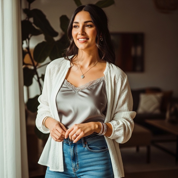 Jeans combinados con blusa elegante para elevar un look casual