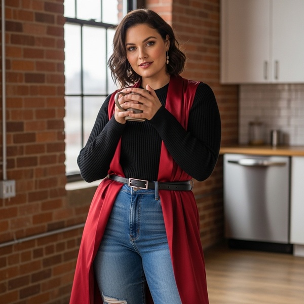 Mezclilla combinada con texturas como satín y cuero para un look moderno