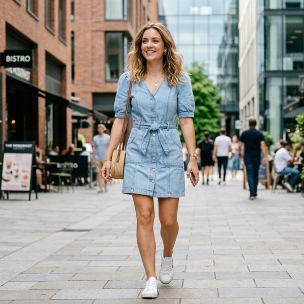 Vestido de mezclilla claro tendencia denim