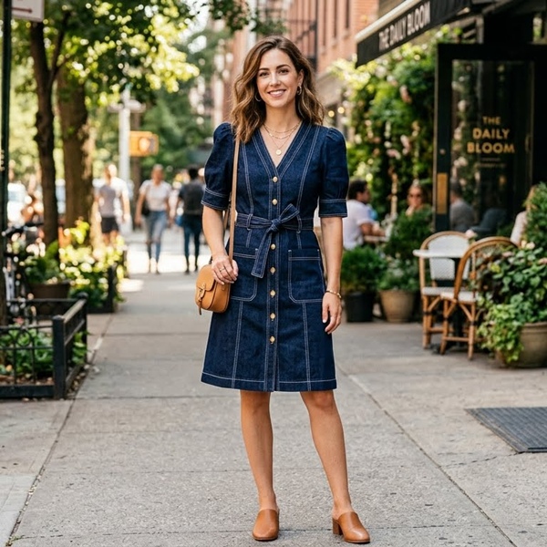 Vestido de mezclilla con estructura look femenino