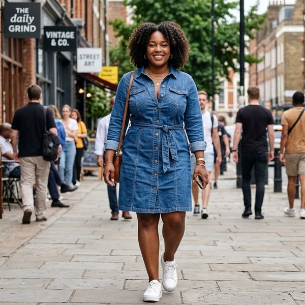 Vestido de mezclilla tipo camisa outfit casual