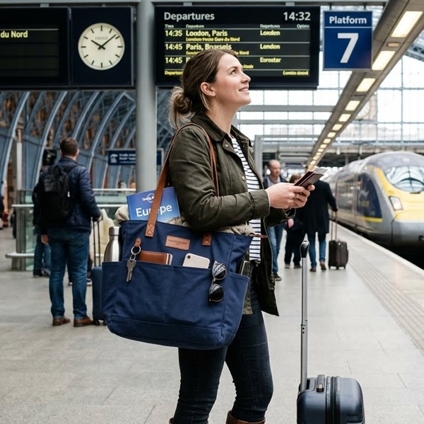 bolso tote ideal para viajes cortos con outfit cómodo