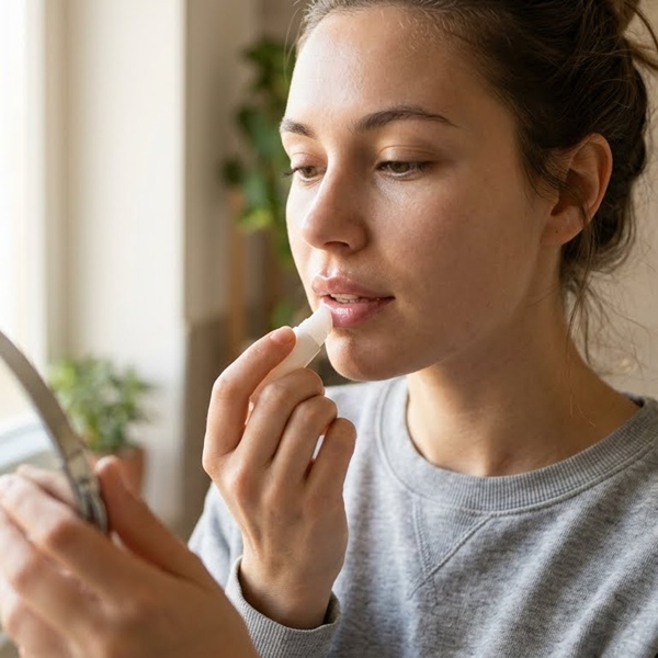 Labios suaves con labial uniforme después de exfoliación