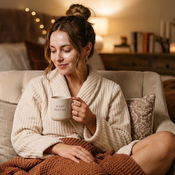 Mujer usando mascarilla overnight una vez por semana para hidratar la piel