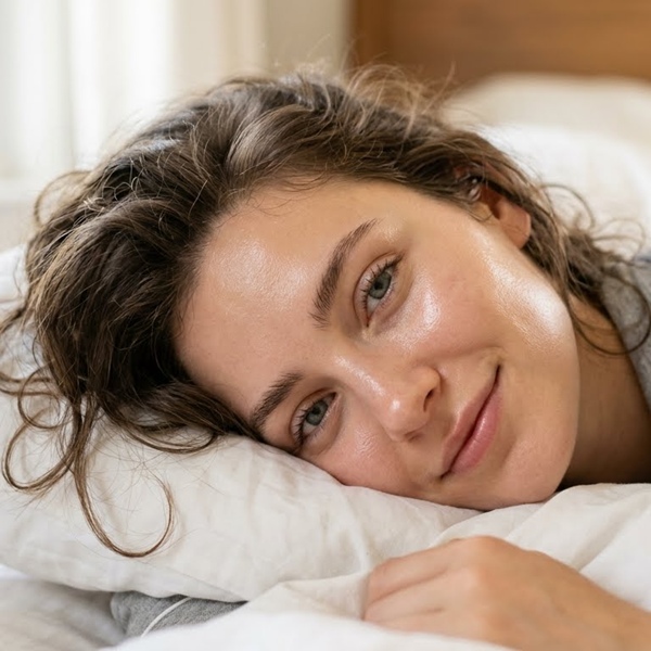 Piel luminosa después de usar mascarilla overnight hidratante