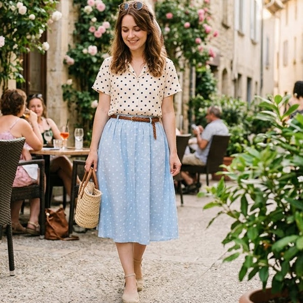 Prendas ligeras con lunares en look fresco ideal para clima cálido