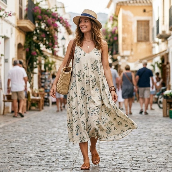 Vestido amplio de tela fresca perfecto para días calurosos