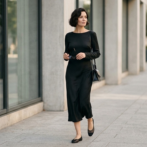 Look con zapatos con efecto malla, zapatos estilo barely there