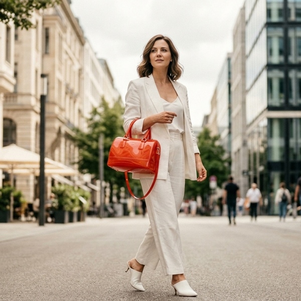 Look de verano con bolso jelly en tono vibrante