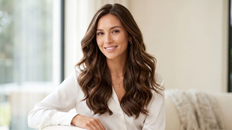 Mujer con cabello brillante y saludable que representa la tendencia expensive hair