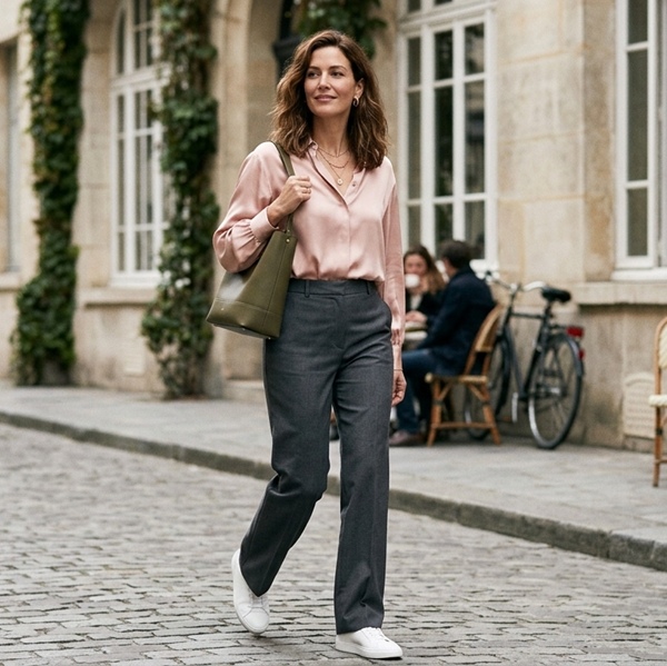 Combinación de 3 colores: rosa palo, gris y blanco
