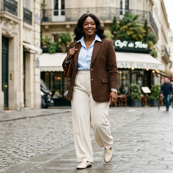 Look formal con 3 colores: Chocolate, crema y azul claro