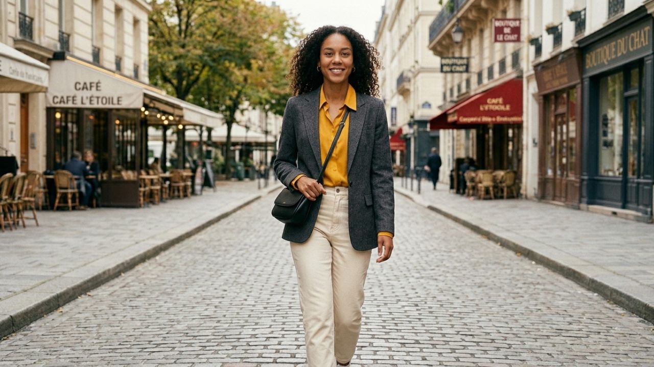 Mujer con un look con 3 colores