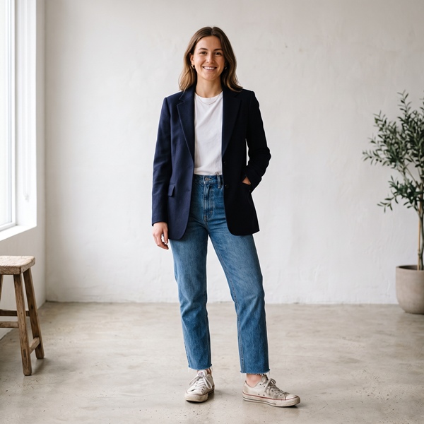 Zapatos desgastados que restan cuidado a un outfit casual