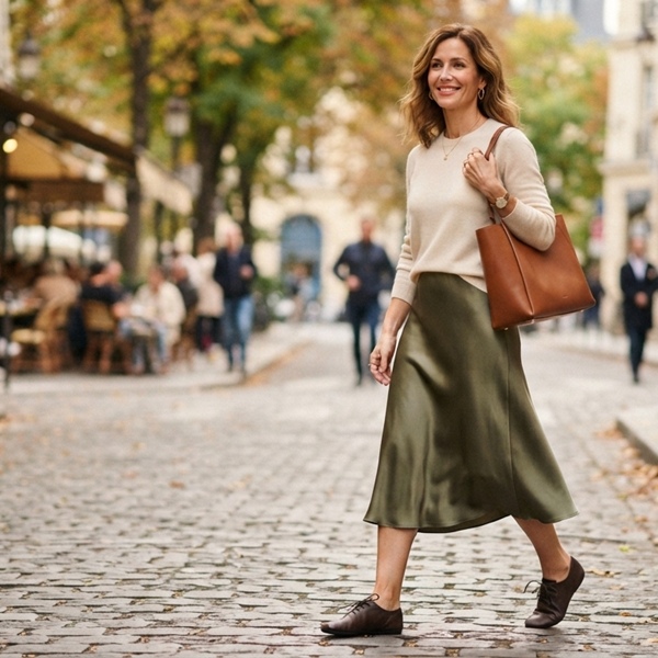Jazz shoes y falda mida para un look femenino y relajado