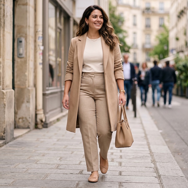 Look con blazer abierto para crear líneas verticales y estilizar la silueta