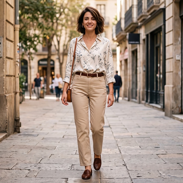 Look con pantalón de tiro alto y cintura marcada para estilizar la figura