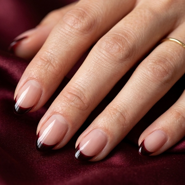 Las Cherry Noir Nails también puede llevarse en francesas 