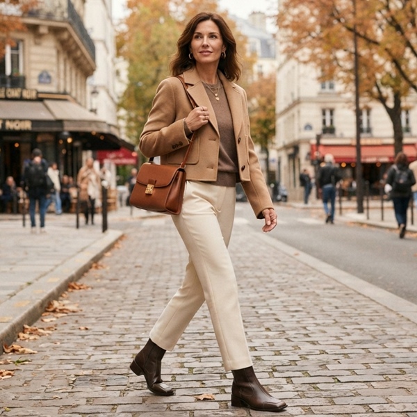 Look de otoño con botines de punta cuadrada