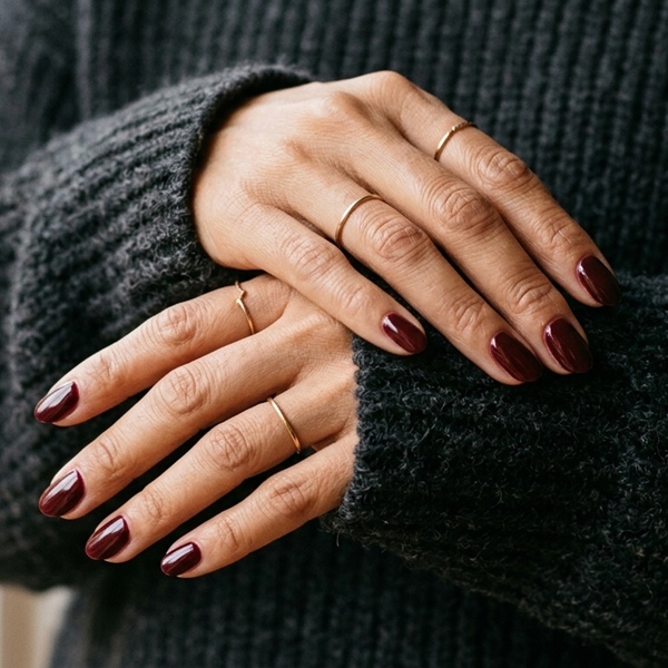Manicura Borgoña con profundidad